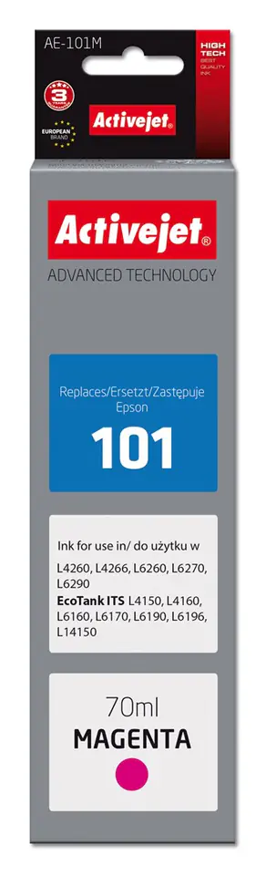 ⁨Activejet AE-101M Tusz (zamiennik Epson 101; Supreme; 70 ml; czerwony)⁩ w sklepie Wasserman.eu