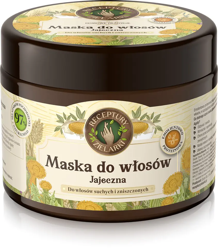 ⁨RECEPTURY ZIELARKI Domowe Tradycje Maska jajeczna do włosów suchych i zniszczonych 300ml⁩ w sklepie Wasserman.eu