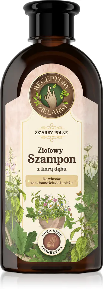 ⁨RECEPTURY ZIELARKI Skarby Polne Ziołowy Szampon z Korą Dębu do włosów ze skłonnością do łupieżu 350ml⁩ w sklepie Wasserman.eu