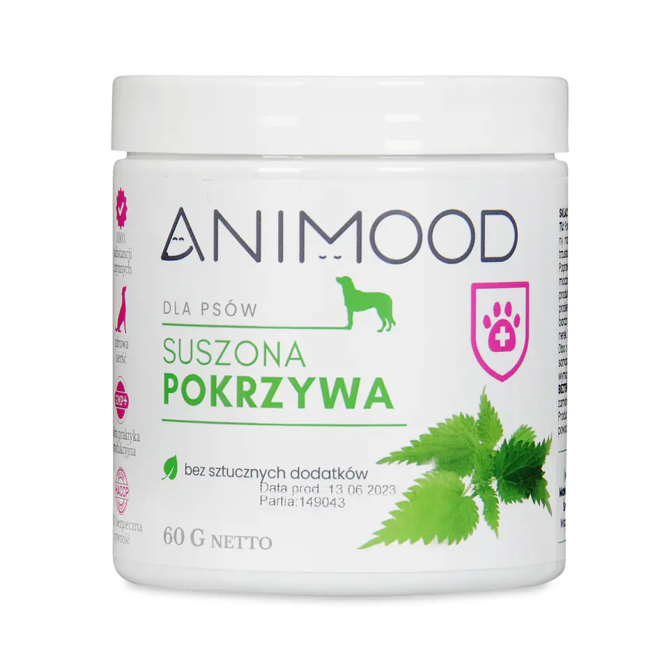 ⁨ANIMOOD Pokrzywa suszona dla psa 60g⁩ w sklepie Wasserman.eu