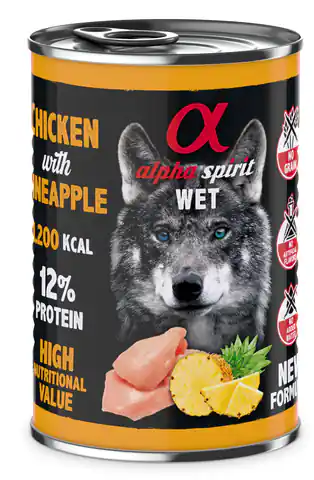 ⁨ALPHA SPIRIT Mokra karma dla psa kurczak z ananasem 400g⁩ w sklepie Wasserman.eu