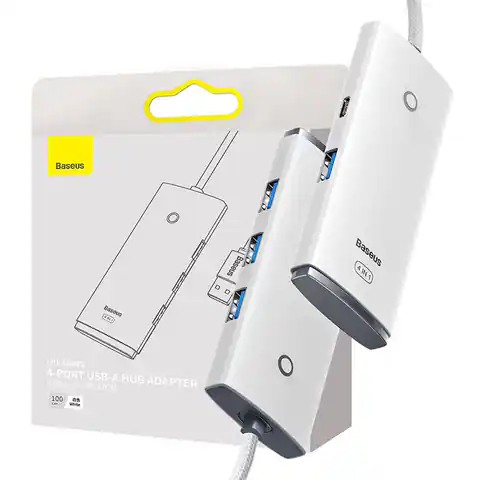 ⁨Hub 4w1 Baseus Lite Series USB do 4x USB 3.0 1m (biały)⁩ w sklepie Wasserman.eu