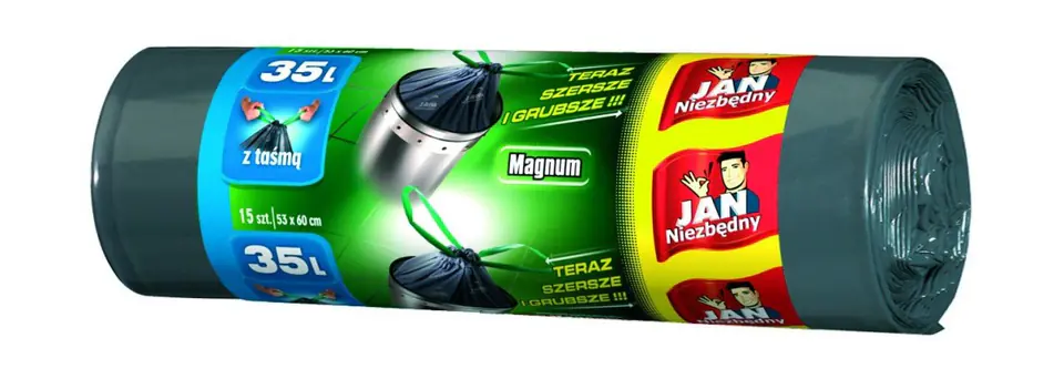 ⁨Sarantis Jan Niezbędny Worki na śmieci Magnum 35l/15sztuk 1op.-15szt⁩ w sklepie Wasserman.eu