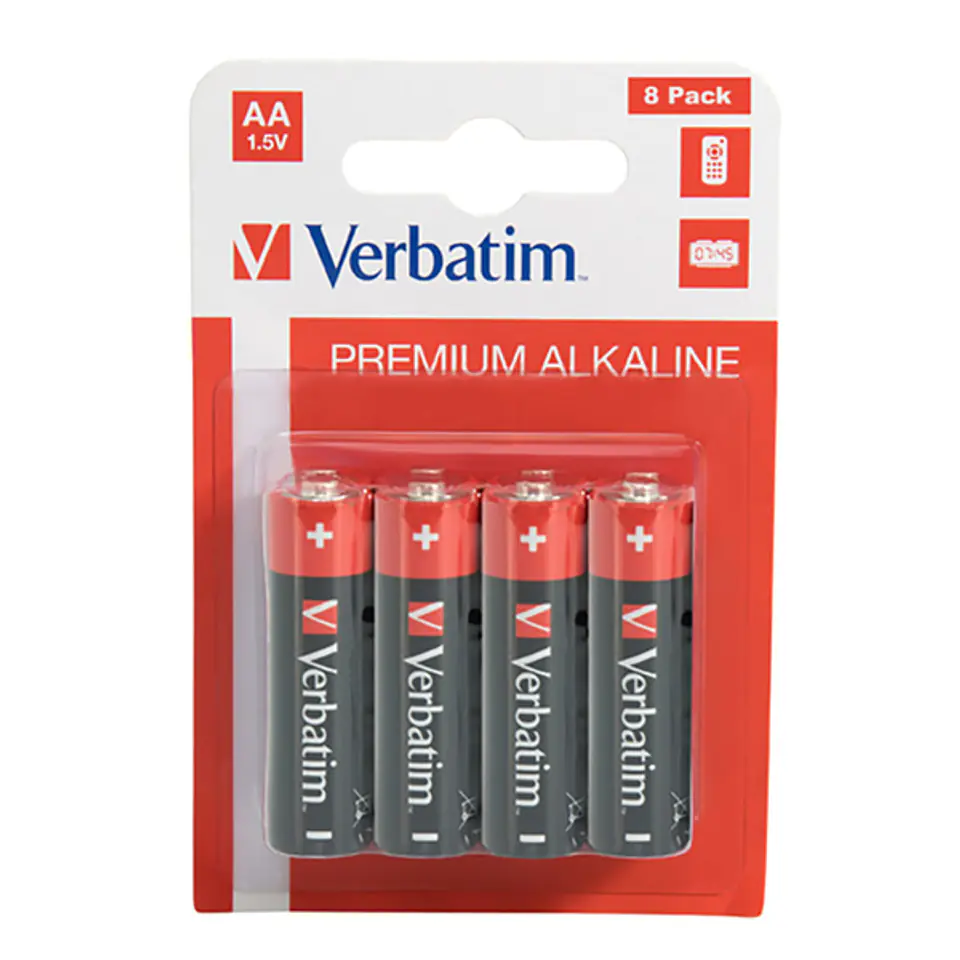 ⁨Bateria alkaliczna, AA-LR6 Mignon, AA, 1.5V, Verbatim, blistr, 8-pack, 49503⁩ w sklepie Wasserman.eu