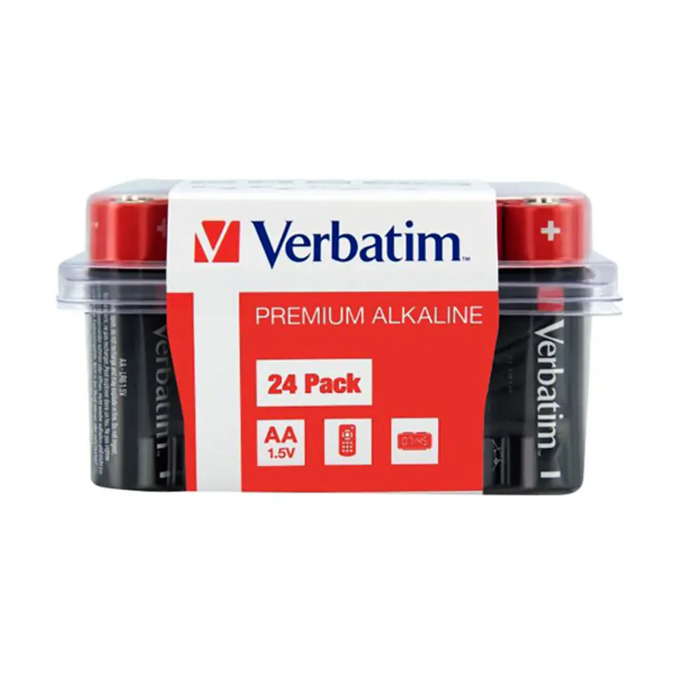 ⁨Bateria alkaliczna, AA, 1.5V, Verbatim, kartonik, 24-pack, 49505⁩ w sklepie Wasserman.eu