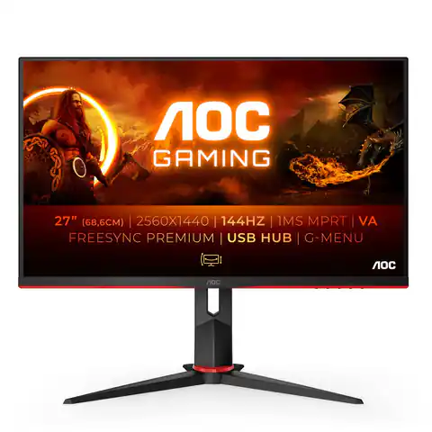⁨AOC G2 Q27G2U/BK computer monitor 68.6 cm (27") 2560 x 1440 pixels Quad HD LED Black, Red⁩ at Wasserman.eu