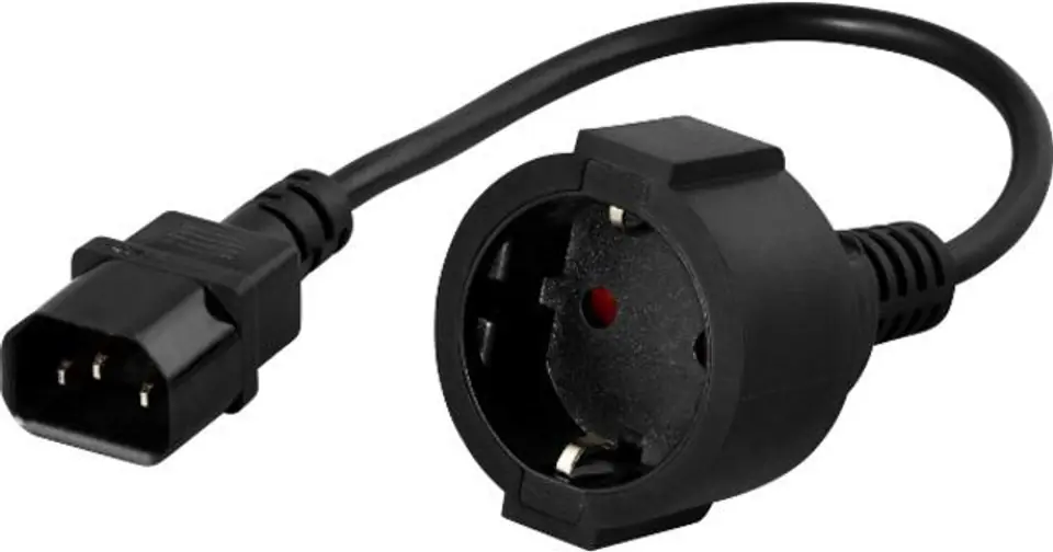 ⁨ADAPTER IEC 320 C14(M) / SCHUKO(F) NA KABLU 20CM DO UPS CZARNY PowerWalker⁩ w sklepie Wasserman.eu