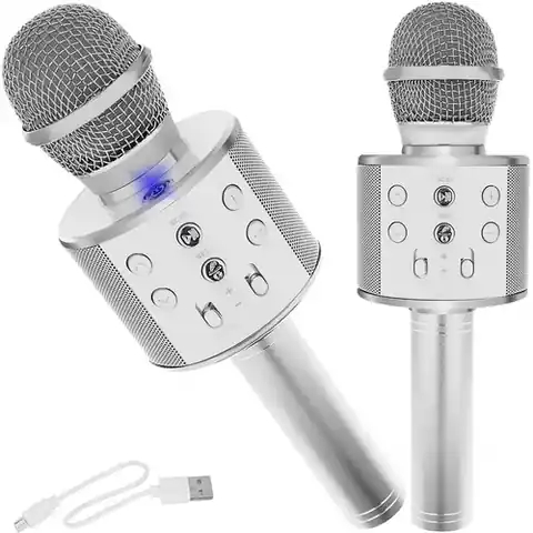 ⁨Mikrofon karaoke- srebrny Izoxis 22188⁩ w sklepie Wasserman.eu