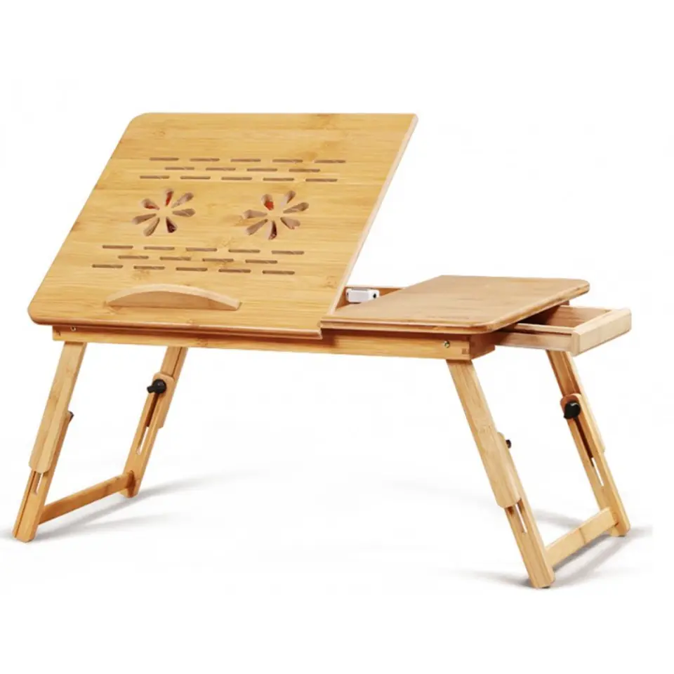 Składany stolik pod laptop bambusowy stabilny tablet STL11 w sklepie Wasserman.eu