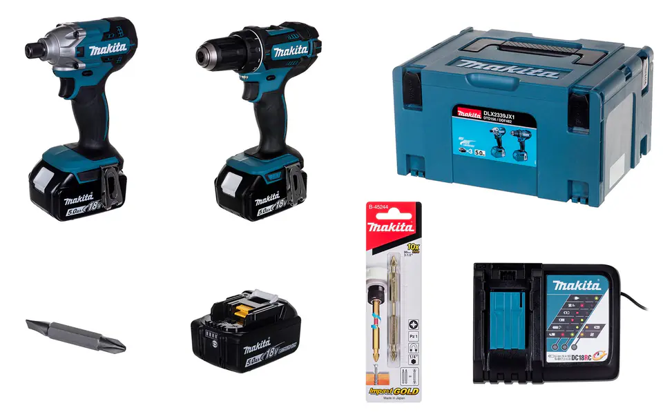 ⁨MAKITA ZESTAW COMBO 18V DLX2339JX1 (DDF482+DTD156) 3x5,0Ah MAKPAC⁩ w sklepie Wasserman.eu