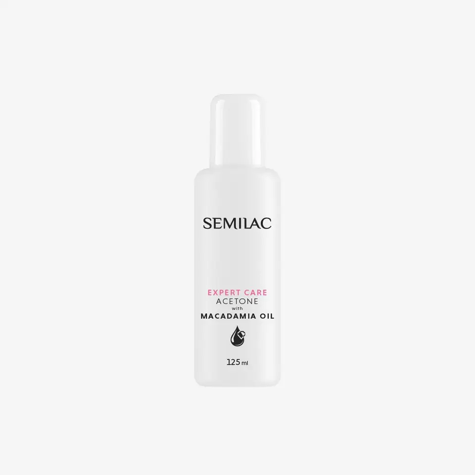 ⁨SEMILAC Aceton do zmywania lakieru Expert Care z olejkiem Makadamia 125ml⁩ w sklepie Wasserman.eu