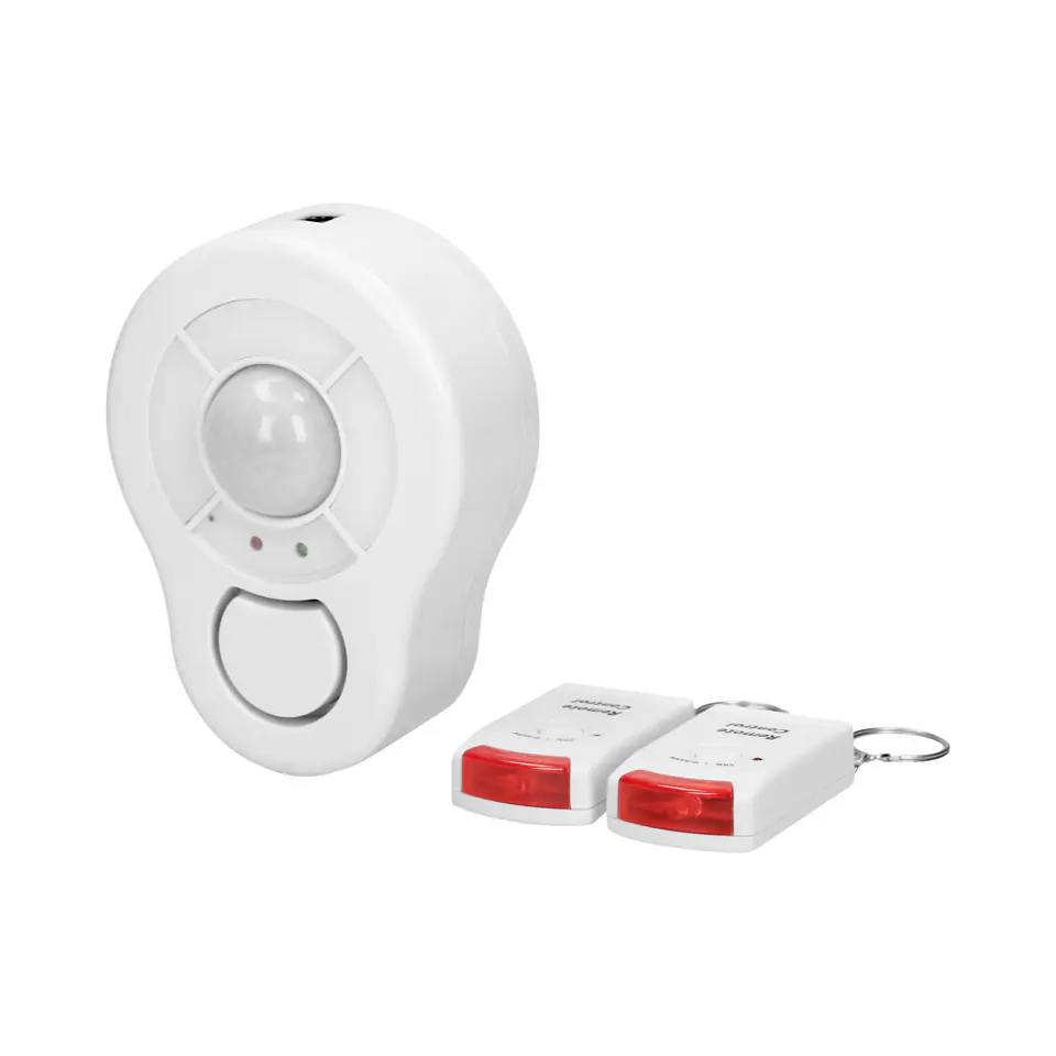 ⁨Mini alarm bezprzewodowy sufitowy z wbudowaną syreną sterowany pilotem, 5m, bateryjny⁩ w sklepie Wasserman.eu