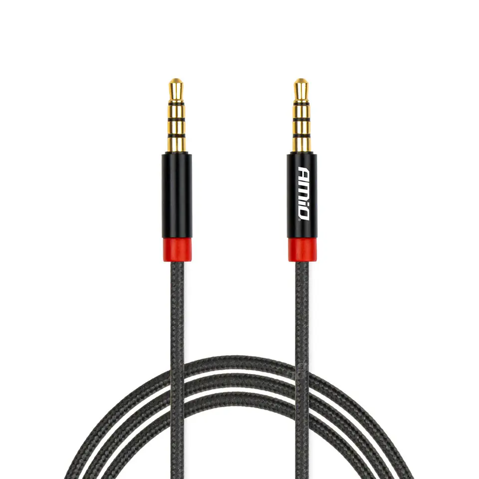 ⁨Kabel aux mini jack 3,5mm oplot 100cm amio-03269⁩ w sklepie Wasserman.eu