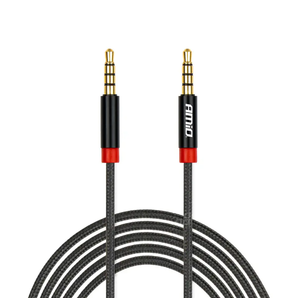 ⁨Kabel aux mini jack 3,5mm oplot 200cm amio-03270⁩ w sklepie Wasserman.eu