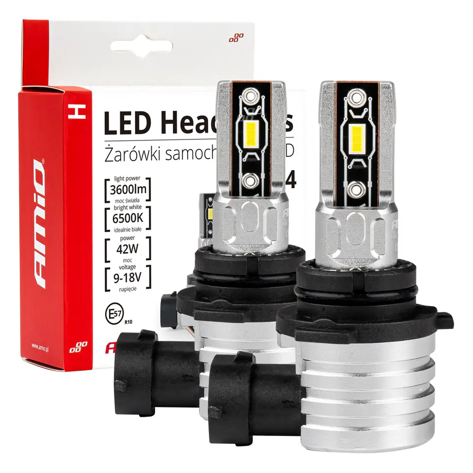 ⁨Żarówki samochodowe led seria h-mini hb4 9006 6500k canbus amio-03335⁩ w sklepie Wasserman.eu