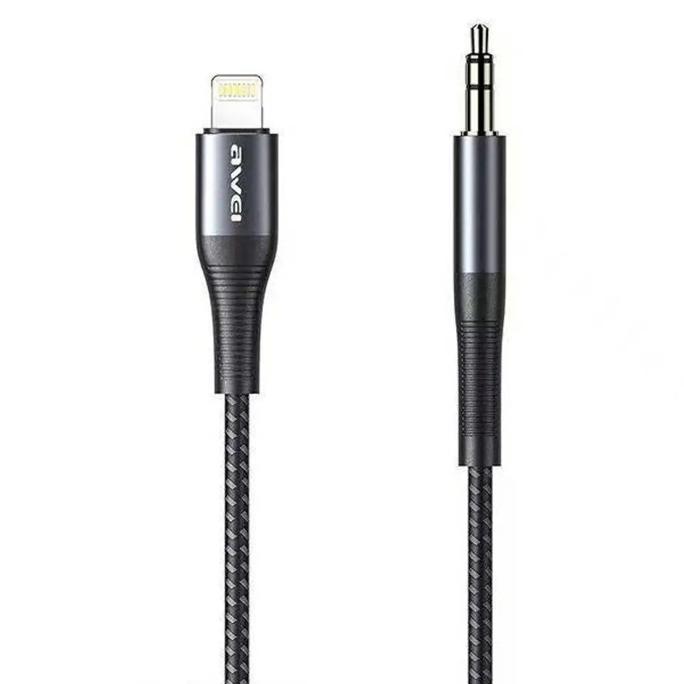 ⁨Adapter iPhone Lightning - Jack 3.5 AWEI (CL-116L) czarny⁩ w sklepie Wasserman.eu