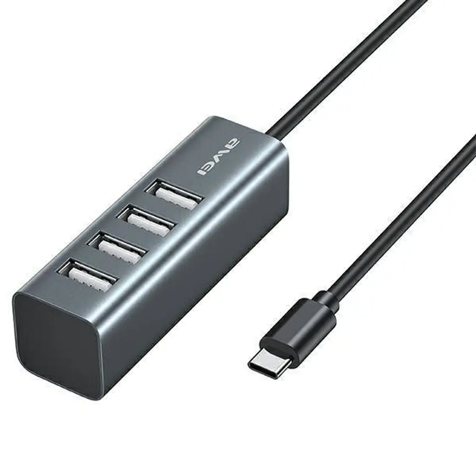 ⁨AWEI HUB CL-122T 4xUSB-A/USB-C black/black⁩ at Wasserman.eu