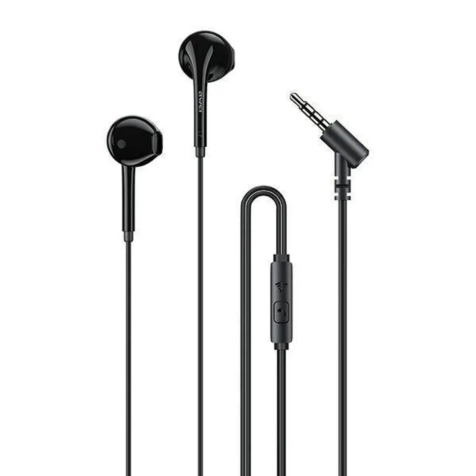 ⁨Słuchawki Stereo 3,5mm Jack AWEI (PC-7) czarny⁩ w sklepie Wasserman.eu