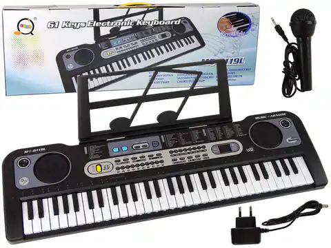 ⁨Keyboard z Mikrofonem Instrument Muzyczny Czarny⁩ w sklepie Wasserman.eu