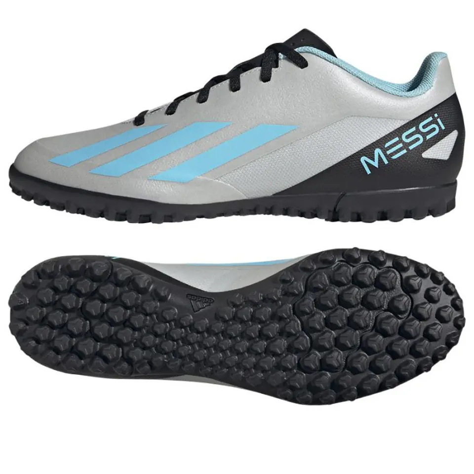 ⁨Buty piłkarskie adidas X Crazyfast Messi.4 TF M (kolor Szary/Srebrny, rozmiar 44)⁩ w sklepie Wasserman.eu