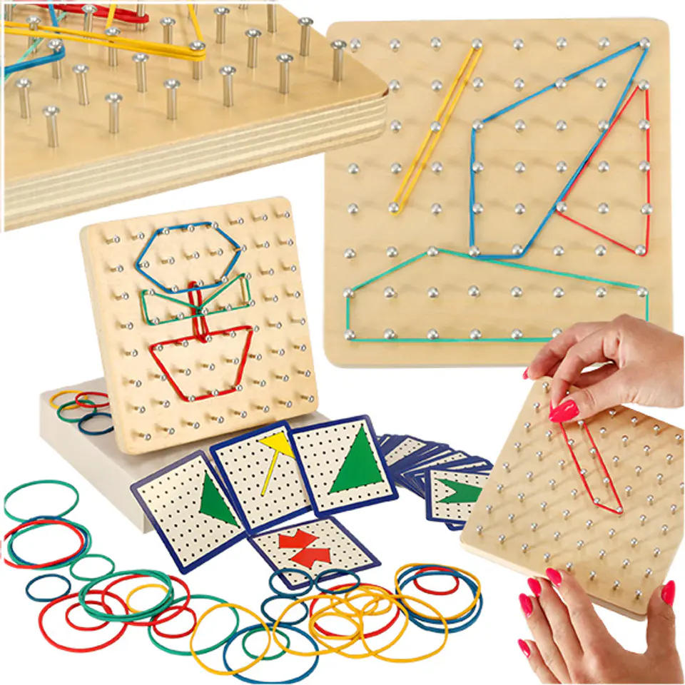 Geoboard geoplan drewniana układanka tworzenie kształtów z gumek w sklepie Wasserman.eu