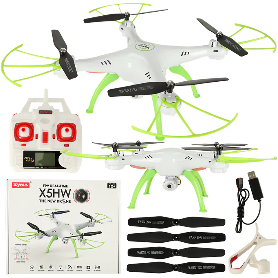⁨Dron RC Syma X5HW kamera FPV WiFi 2,4GHz biały⁩ w sklepie Wasserman.eu