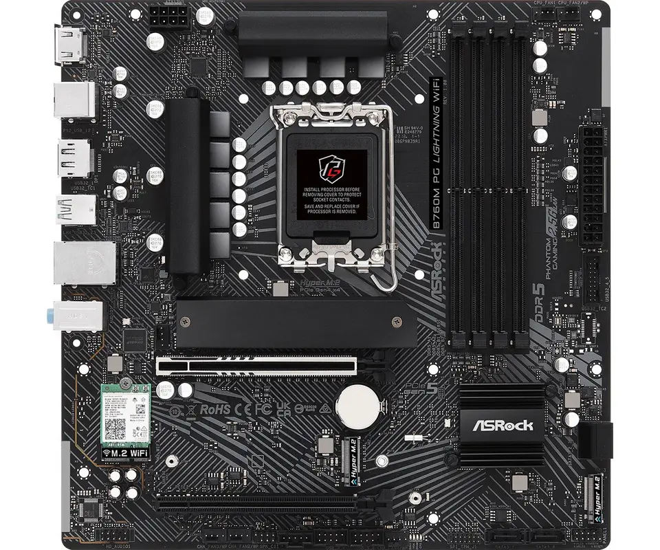 ⁨ASRock B760M PG Lightning WIFI Intel B760 LGA 1700 micro ATX⁩ at Wasserman.eu