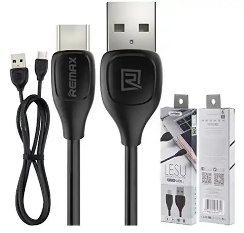 ⁨Kabel USB Typ C 1m 3A Remax LESU Szybkie ładowanie USB-C 100cm czarny⁩ w sklepie Wasserman.eu