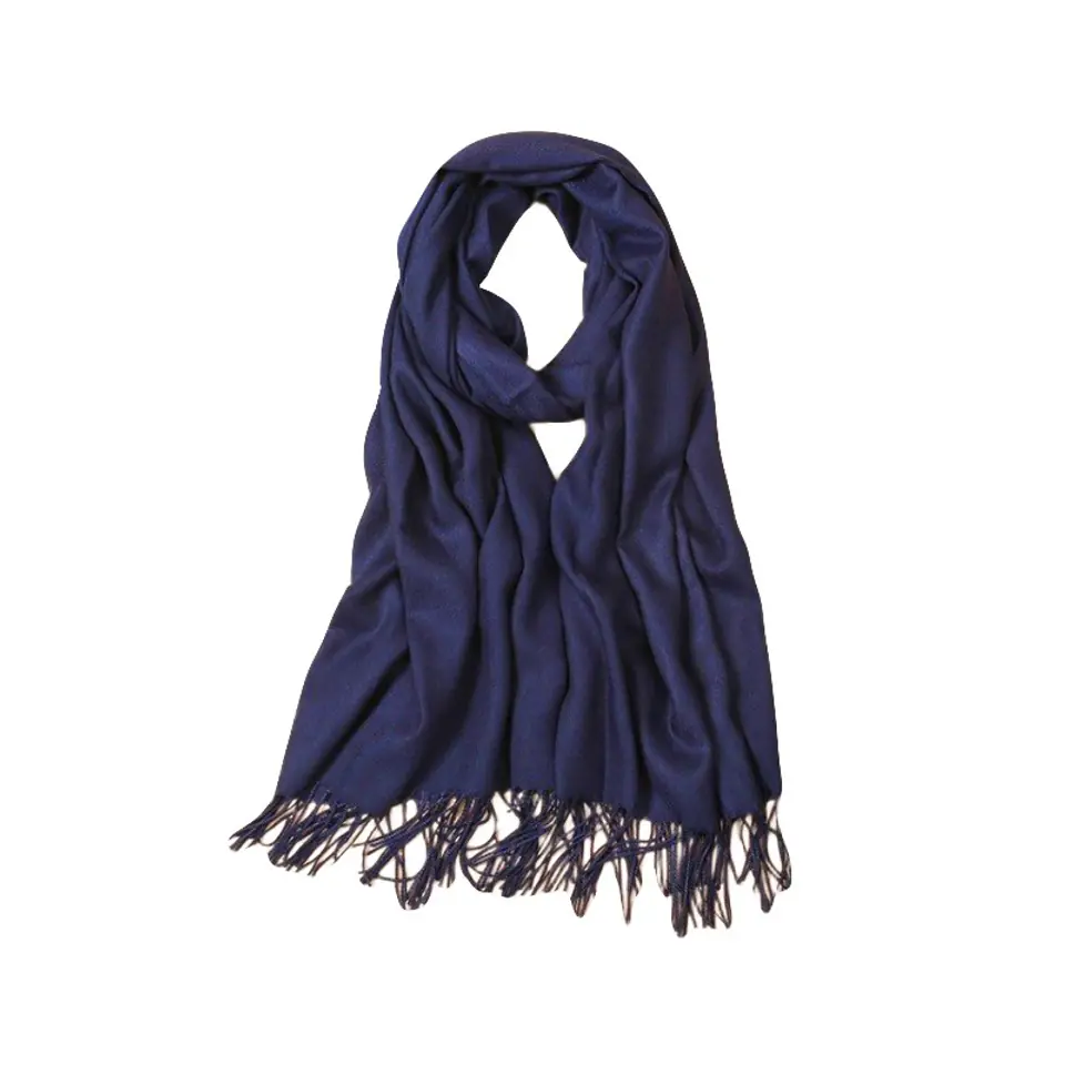 ⁨Scarf with fringe, navy blue scarf SZA40GRAN⁩ at Wasserman.eu