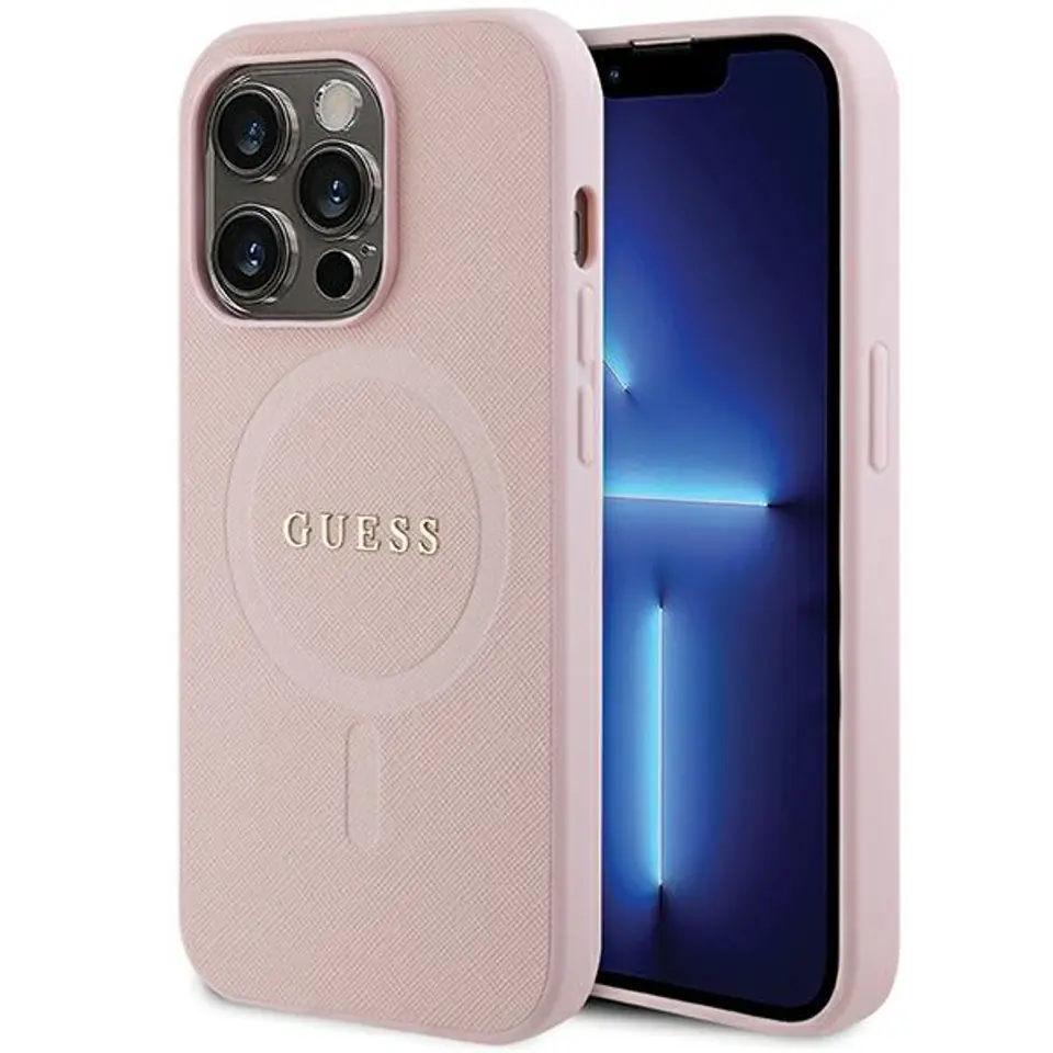 ⁨Guess GUHMP13LPSAHMCP iPhone 13 Pro / 13 6,1" różowy/pink hardcase Saffiano MagSafe⁩ w sklepie Wasserman.eu