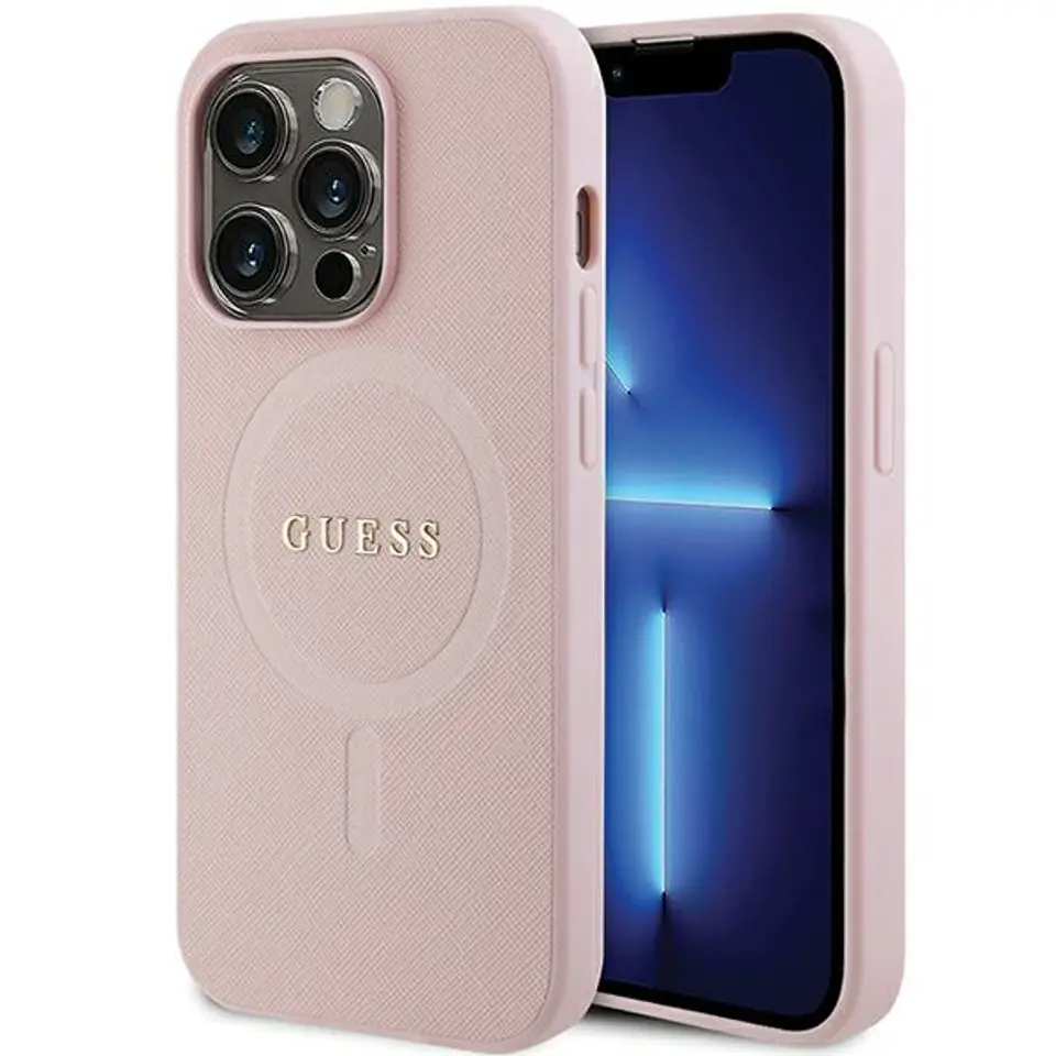 ⁨Guess GUHMP14LPSAHMCP iPhone 14 Pro 6,1" różowy/pink hardcase Saffiano MagSafe⁩ w sklepie Wasserman.eu