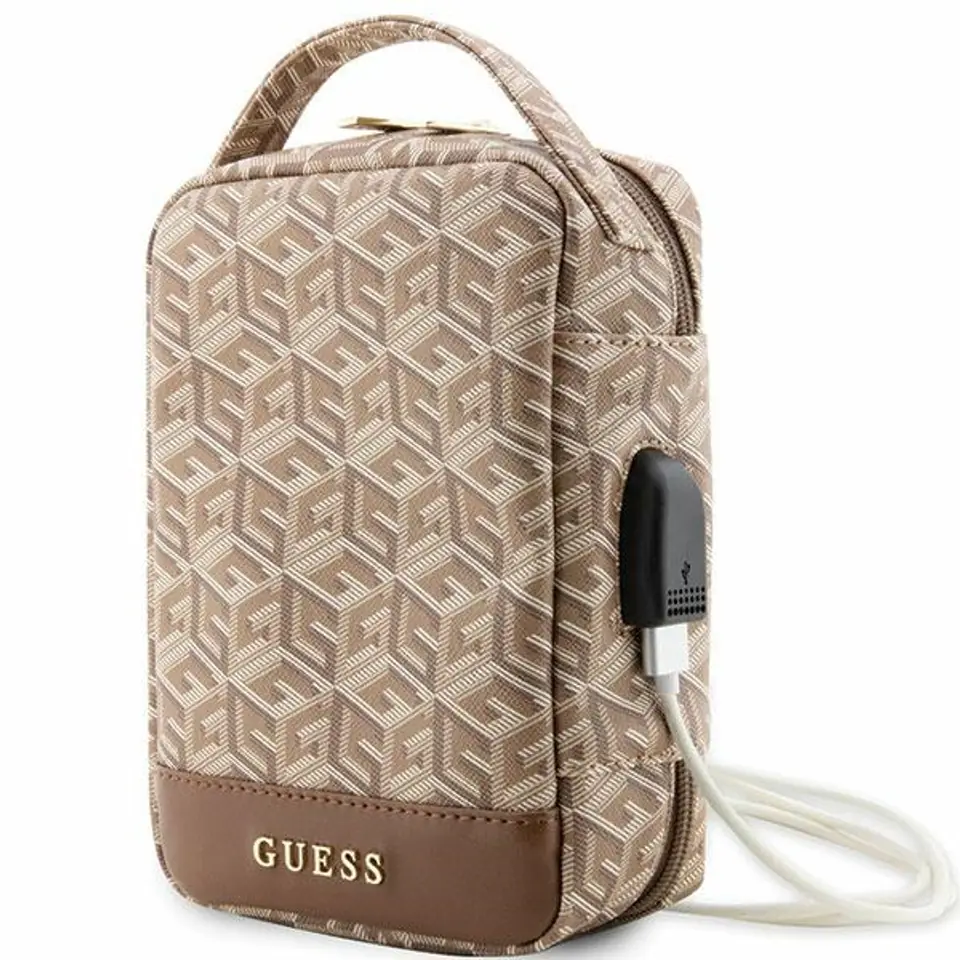 ⁨Guess Torba GUHBHGCFSEW Organizer brązowy/brown GCube Stripe⁩ w sklepie Wasserman.eu