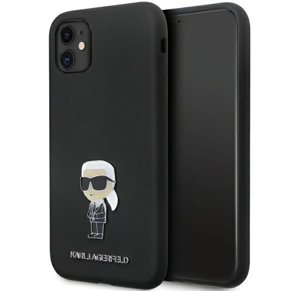 ⁨Karl Lagerfeld KLHCN61SMHKNPK iPhone 11 / Xr 6.1" czarny/black Silicone Ikonik Metal Pin⁩ w sklepie Wasserman.eu