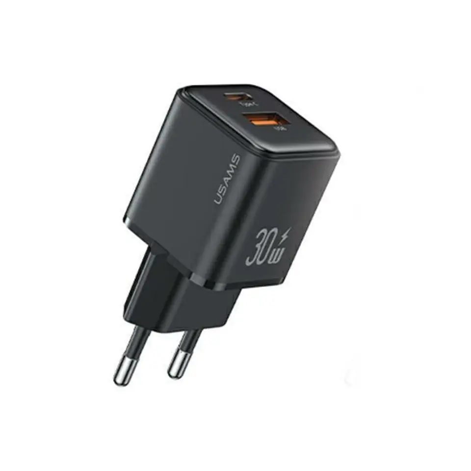 ⁨USAMS Ład. siec. 1xUSB+1xUSB-C PD30W 3A (only head) PD3.0 Fast Charging czarny/black X-ron Series CC189TC01 (US-CC189)⁩ w sklepie Wasserman.eu