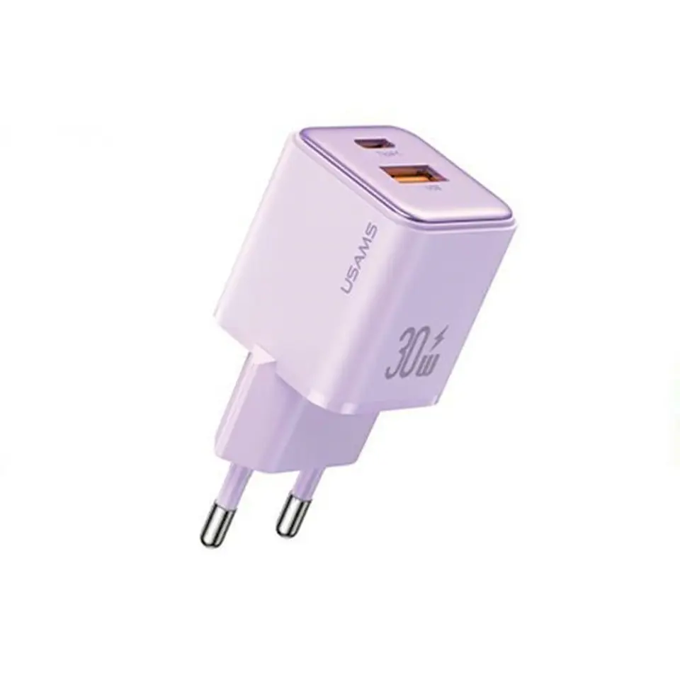 ⁨USAMS Ład. siec. 1xUSB+1xUSB-C PD30W 3A (only head) PD3.0 Fast Charging purpurowy/purple X-ron Series CC189TC03 (US-CC189)⁩ w sklepie Wasserman.eu