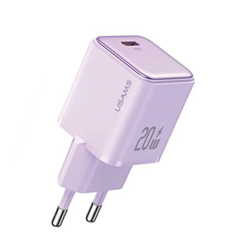 ⁨USAMS Ład. siec. 1xUSB-C PD20W (only head) PD3.0 Fast Charging purpurowy/purple X-ron Series CC183TC03 (US-CC183)⁩ w sklepie Wasserman.eu