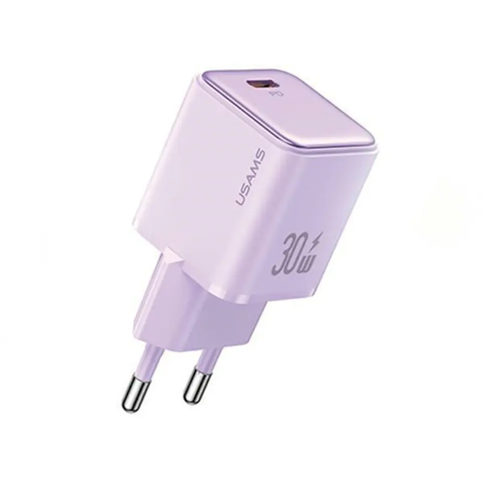 ⁨USAMS Ład. siec. 1xUSB-C PD30W 3A (only head) PD3.0 Fast Charging purpurowy/purple X-ron Series CC186TC03 (US-CC186)⁩ w sklepie Wasserman.eu