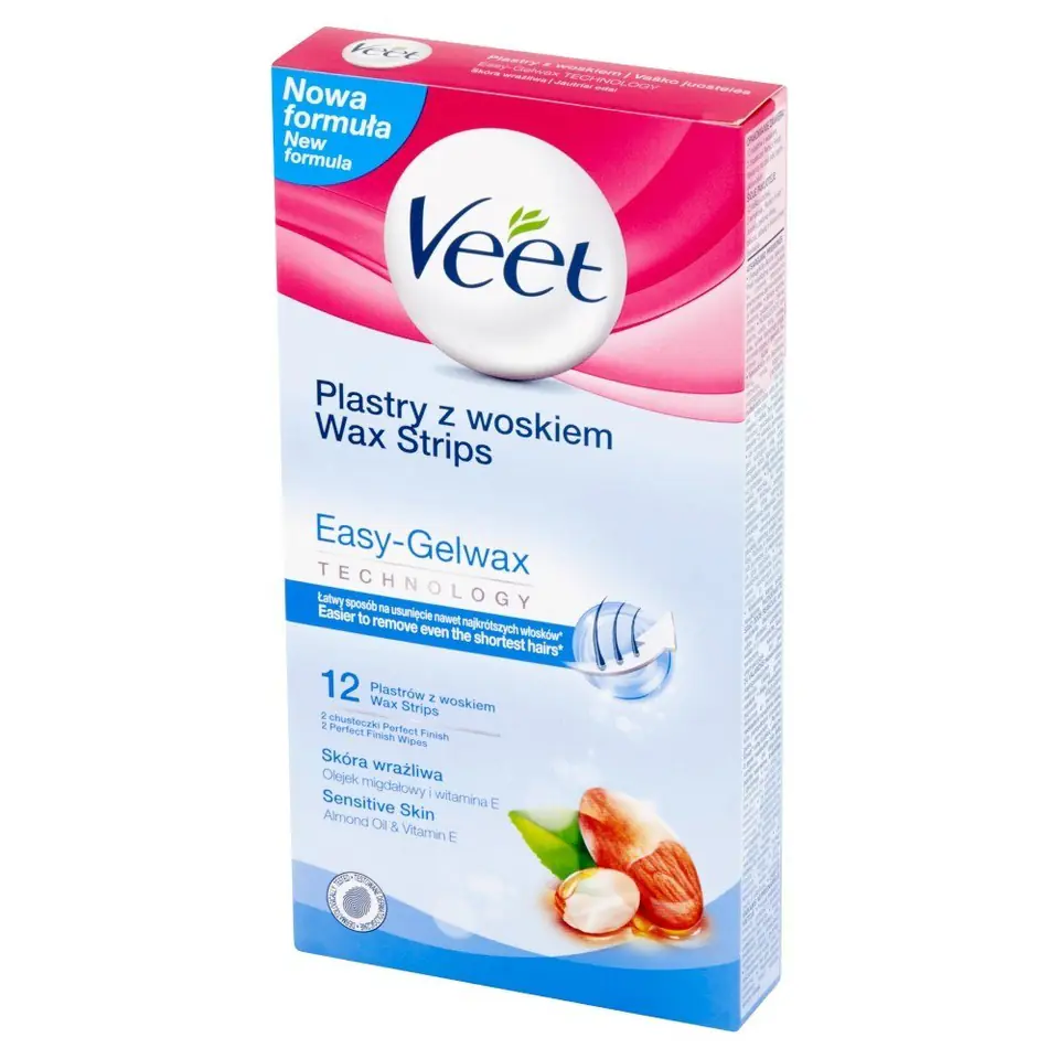 ⁨Veet Plastry do depilacji z woskiem dla skóry wrażliwej 1 op.-12szt⁩ w sklepie Wasserman.eu