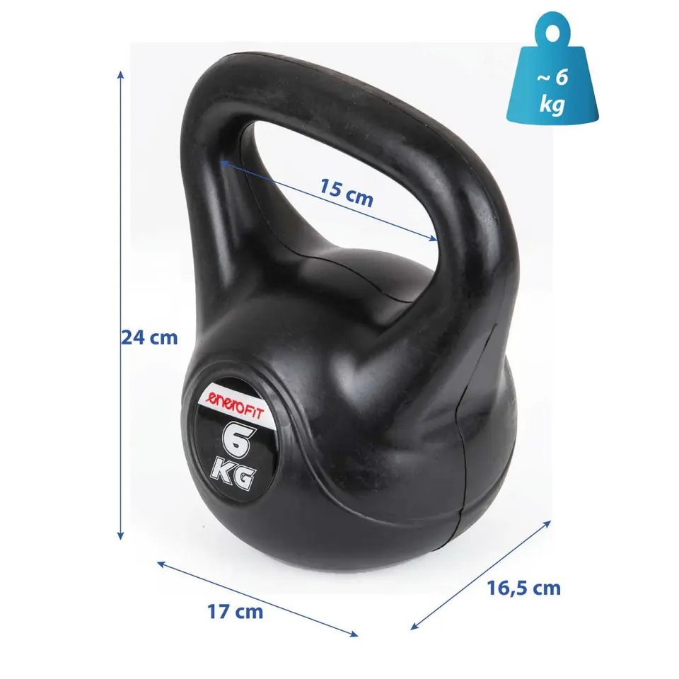 ⁨HANTLA KOMPOZYTOWA KETTLEBELL 6 KG ODWAŻNIK ENERO FIT⁩ w sklepie Wasserman.eu