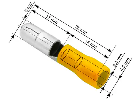 ⁨Insulated connector, plug 5,0/25mm, yellow⁩ at Wasserman.eu