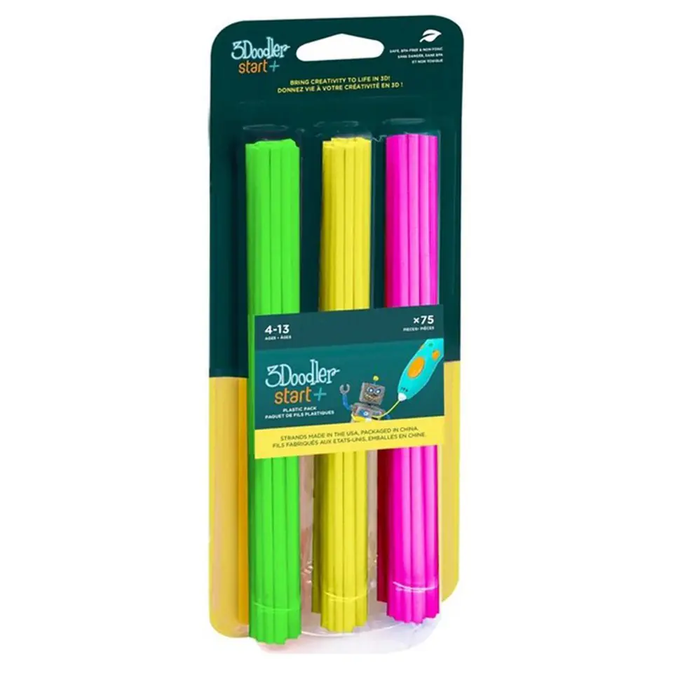 ⁨3Doodler Start 3DS-ECO-MIX4-75 3D printing material Compostable plastic Green, Pink, Yellow 1 g⁩ at Wasserman.eu