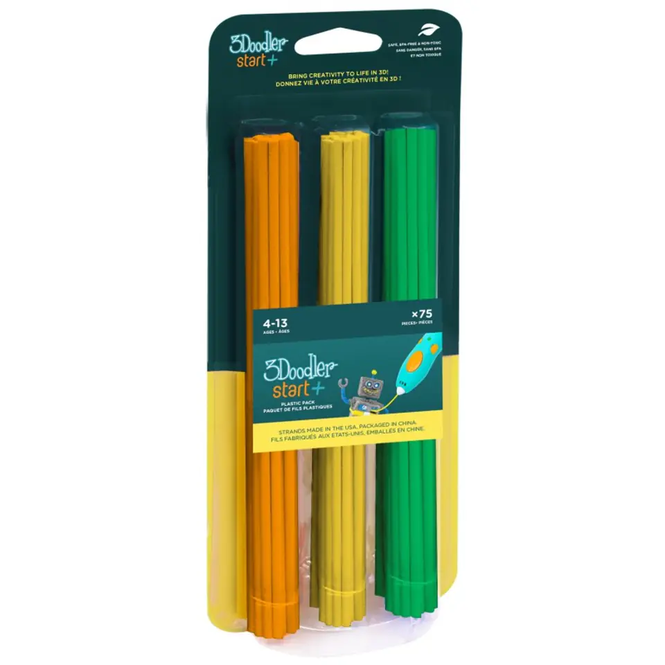 ⁨3Doodler Start 3DS-ECO-MIX2-75 3D printing material Compostable plastic Green, Orange, Yellow 1 g⁩ at Wasserman.eu