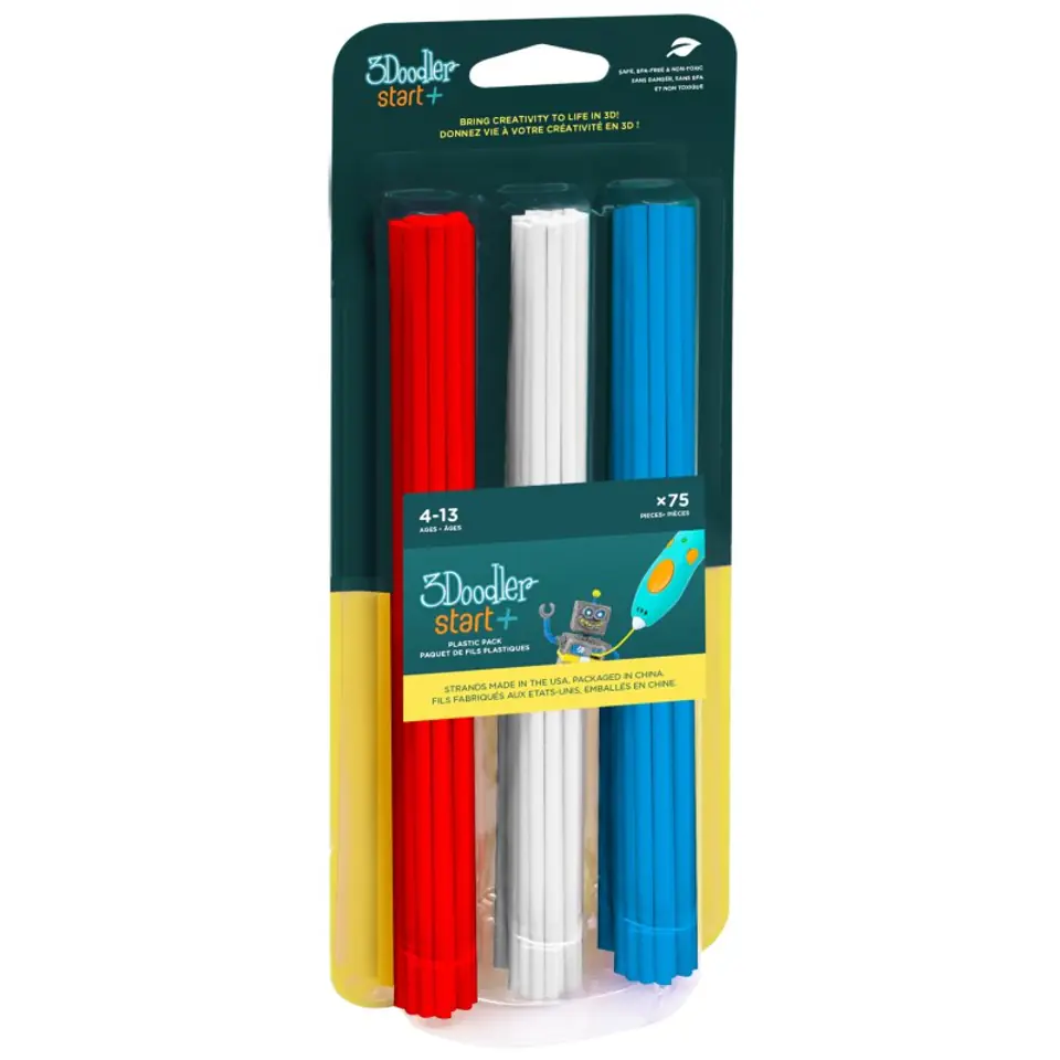 ⁨FILAMENT 3DOODLER START EKO, 2.5MM, 75 SZTUK, 3 KOLORY, CZER, BIAŁY, NIEB 3DS-ECO-MIX1-75⁩ w sklepie Wasserman.eu