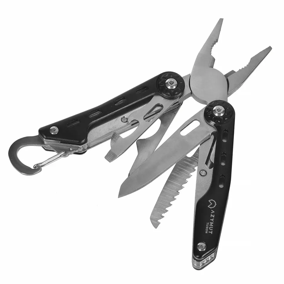 ⁨Multitool AZYMUT Turon - 10 narzędzi + karabińczyk +kabura do pasa (H-P224108)⁩ w sklepie Wasserman.eu