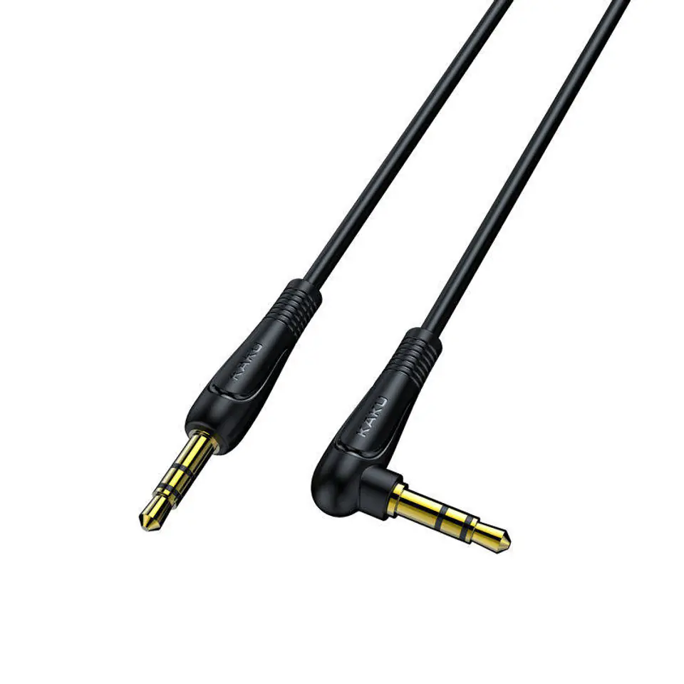 ⁨Kabel 1m Audio AUX minijack 3.5mm - minijack 3.5mm KAKU KSC-521 czarny⁩ w sklepie Wasserman.eu