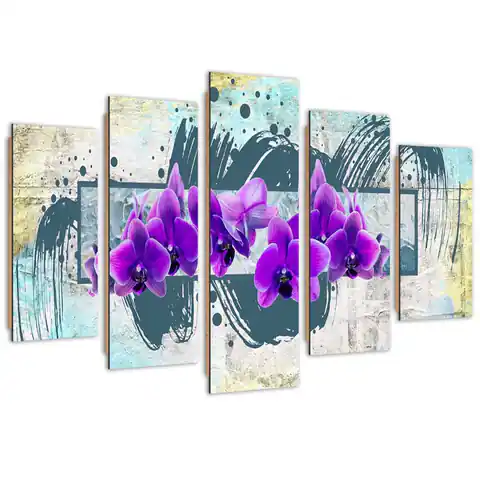 ⁨Obraz pięcioczęściowy Deco Panel, Fioletowe kwiaty (Rozmiar 100x70)⁩ w sklepie Wasserman.eu