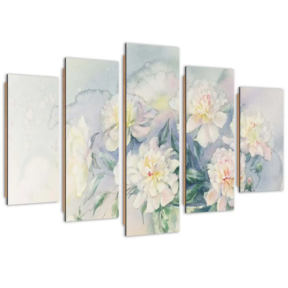 ⁨Obraz pięcioczęściowy Deco Panel, Bukiet białych kwiatów (Rozmiar 150x100)⁩ w sklepie Wasserman.eu