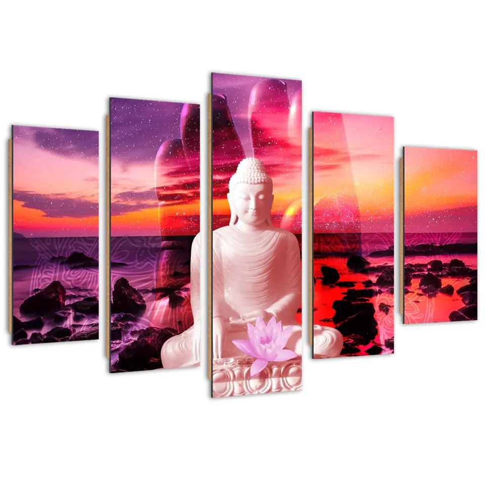 ⁨Obraz pięcioczęściowy Deco Panel, Budda na tle oceanu (Rozmiar 150x100)⁩ w sklepie Wasserman.eu