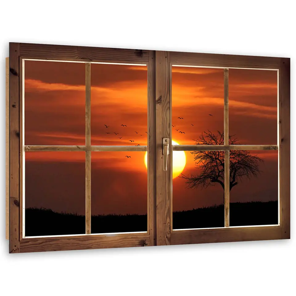 ⁨Obraz Deco Panel, Okno - zachodzące słońce (Rozmiar 100x70)⁩ w sklepie Wasserman.eu