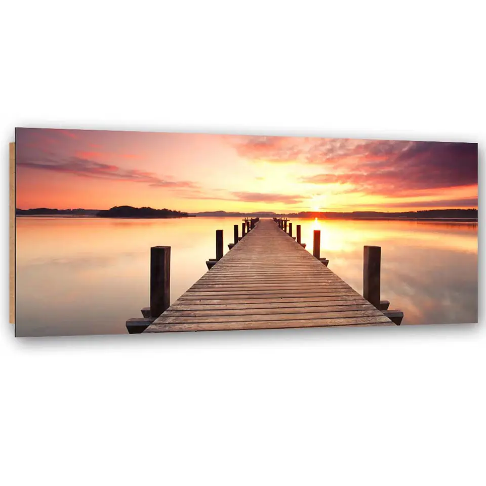 ⁨Obraz Deco Panel, Zachód słońca nad pomostem (Rozmiar 120x40)⁩ w sklepie Wasserman.eu